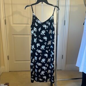 NWOT Sanctuary Black Slip Dress with White Floral design